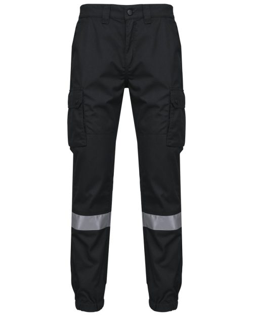 Unisex-Cargo-Hose mit elastischem Saum und reflektierendem Streifen WK712 – WK in Black
