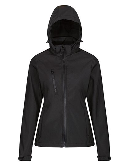Women´s Venturer 3-Layer Printable Hooded Softshell Jacket – Regatta Professional in Black/Black
