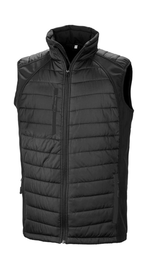Recycled Compass Padded Softshell Gilet – Result Recycled in Black/Black