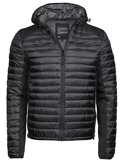 Men´s Hooded Outdoor Crossover Jacket – Tee Jays in Black/Black Melange
