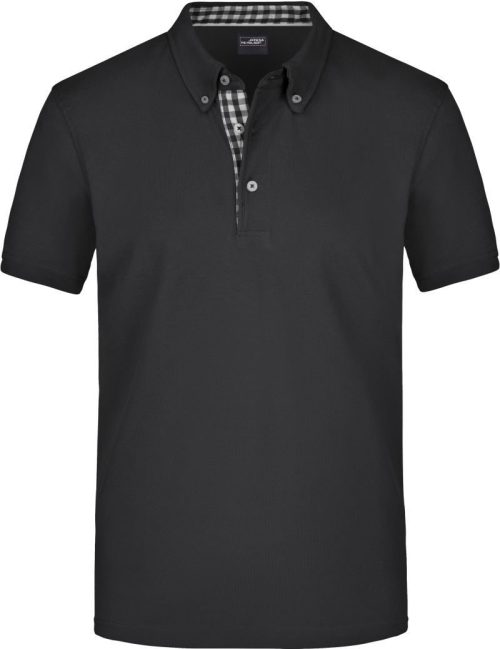 Herren Button-Down Piqué Polo JN 964 – Daiber in Black/Black White