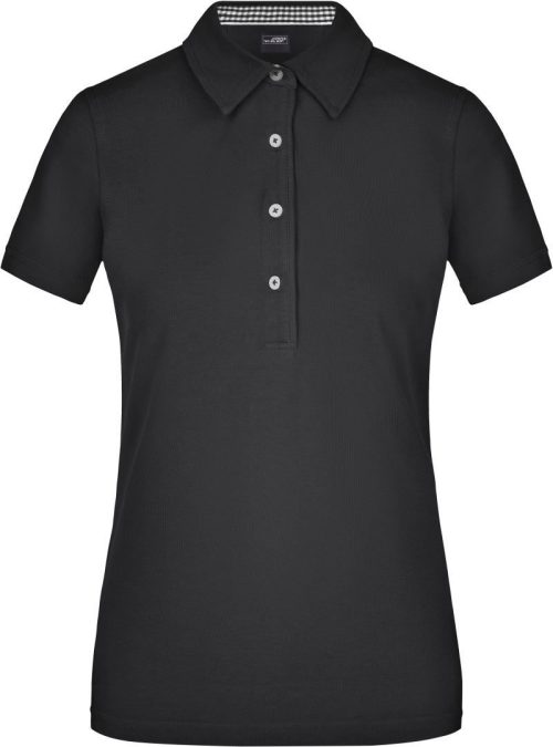 Damen Piqué Polo "Plain" JN 969 – Daiber in Black/Black/White