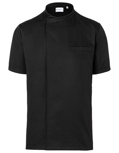Kurzarm Überwurf-Kochhemd Basic – Karlowsky in Black (Ca. Pantone 419C)