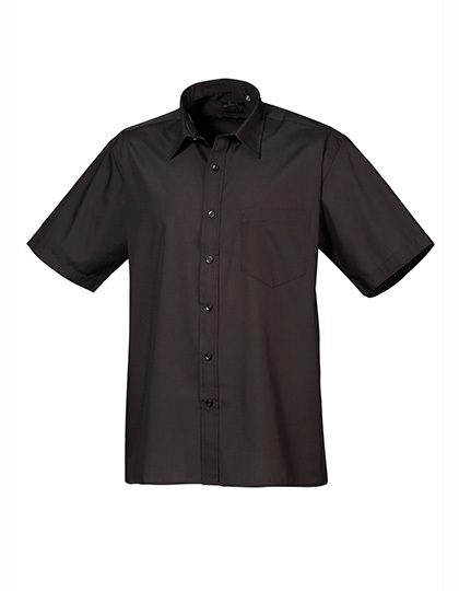 Men´s Poplin Short Sleeve Shirt – Premier Workwear in Black (Ca. Pantone Black C)