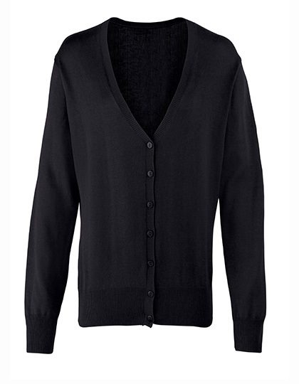 Women´s Button Through Knitted Cardigan – Premier Workwear in Black (Ca. Pantone Black C)