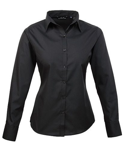 Women´s Poplin Long Sleeve Blouse – Premier Workwear in Black (Ca. Pantone Black C)