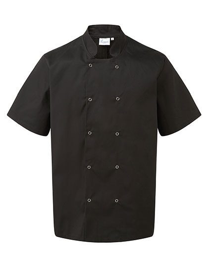 Studded Front Short Sleeve Chef´s Jacket – Premier Workwear in Black (Ca. Pantone Black C)