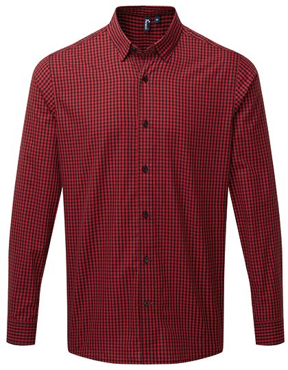 Men´s Maxton Check Long Sleeve Shirt – Premier Workwear in Black (Ca. Pantone Black C)/Red (Ca. Pantone 201C)