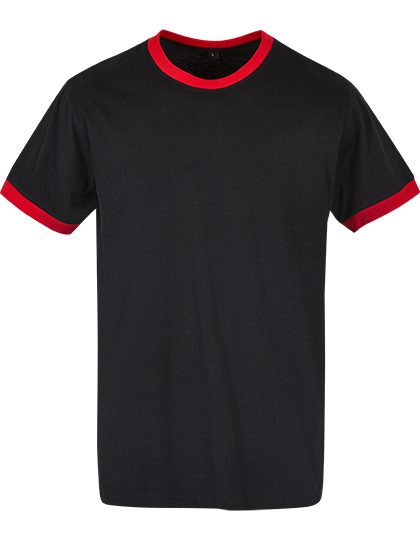 Men´s Ringer Tee – Build Your Brand Basic in Black/City Red