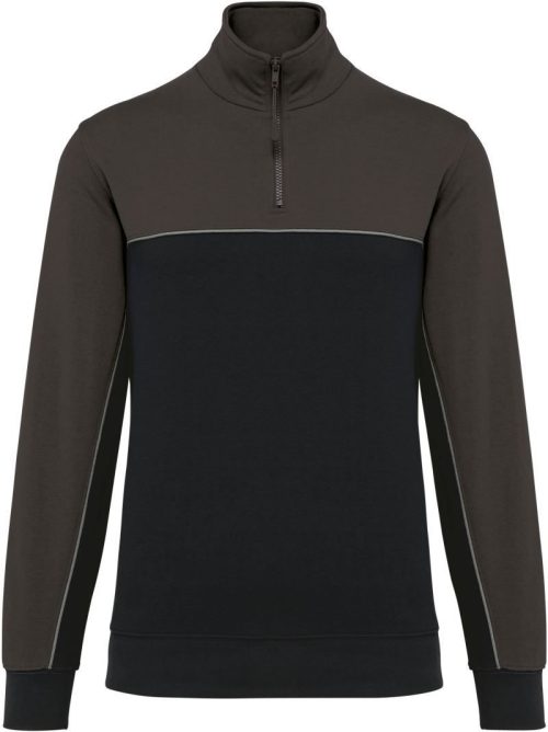 Workwear Sweater mit 1/4 Zip WK 404 – WK in Black/Dark Grey