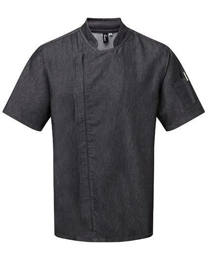 Chef´s Zip-Close Short Sleeve Jacket – Premier Workwear in Black Denim (Ca. Pantone 426C)