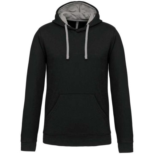Men's Contrast Hooded Sweatshirt – Kariban in Black/Fine Grey