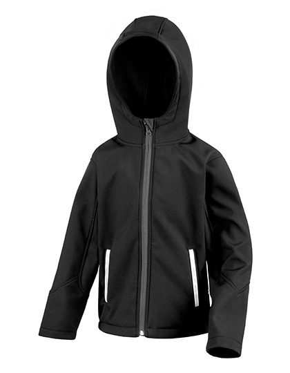 Youth TX Performance Hooded Soft Shell Jacket – Result Core in Black/Grey
