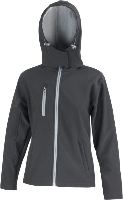 Damen 3-Lagen Softshell Kapuzenjacke R 230F – Result in Black/Grey
