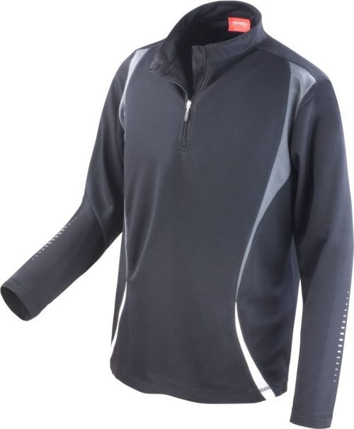 Trainings Top mit "1/4" Zip langarm S 178X – Spiro in Black/Grey/White