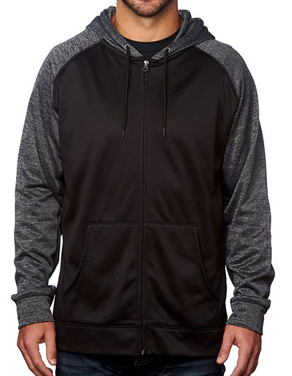 Performance Raglan Hoodie – Burnside in Black/Heather Charcoal