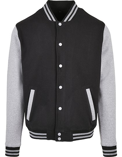 Basic College Jacket – Build Your Brand Basic in Black/Heather Grey