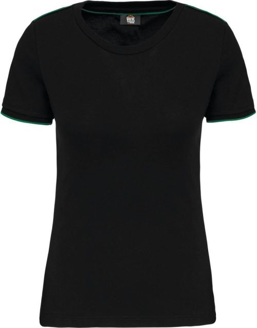 Damen Workwear T-Shirt "Day-to-Day" WK 3021 – WK in Black/Kelly Green