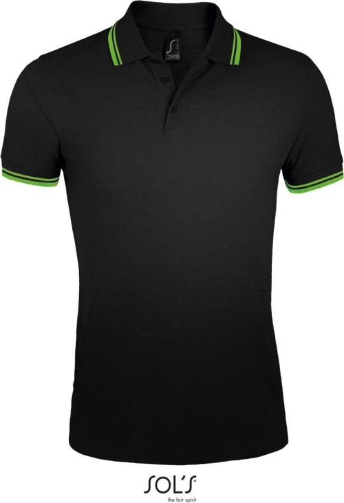 Herren Piqué Polo Pasadena Men – SOL'S in Black/Lime