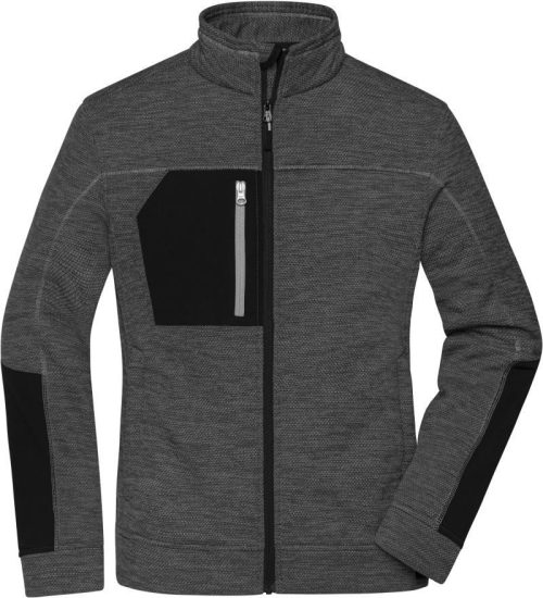 Damen Strickfleece Jacke JN 1817 – Daiber in Black Melange/Black/Silver