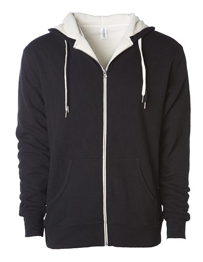 Unisex Sherpa Lined Zip Hooded Jacket – Independent in Black/Natural