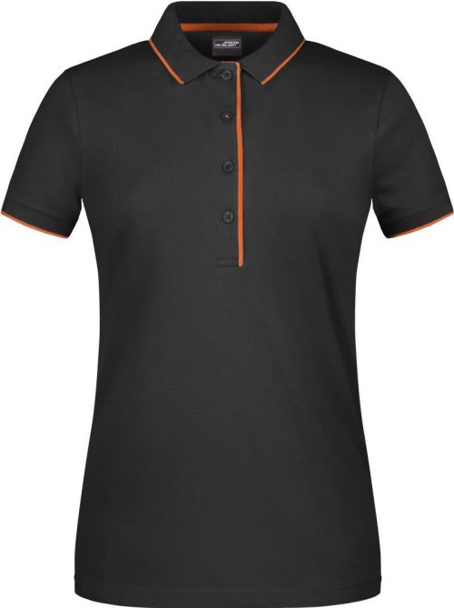 Damen Piqué Polo Stripe JN 727 – Daiber in Black/Orange