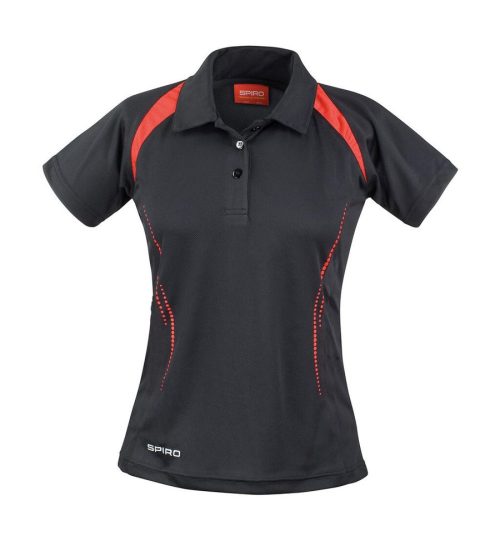 Damen Team Piqué Polo S 177F – Spiro in Black/Red