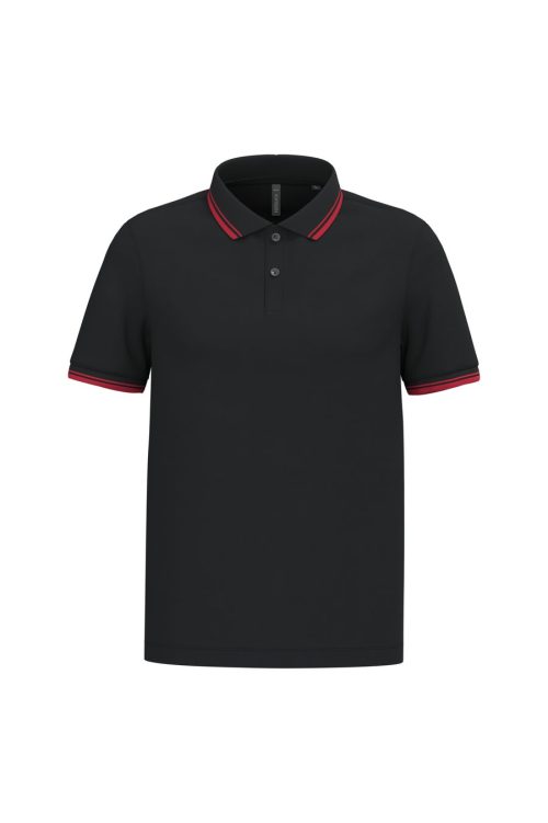 Herren Poloshirt mit kurzen Ärmeln und kontrastfarbenen Paspeln K272 – Kariban in Black / Red