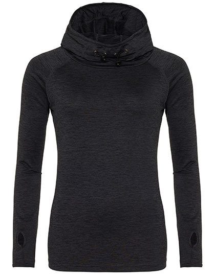 Women´s Cool Cowl Neck Top – Just Cool in Black Slate Melange
