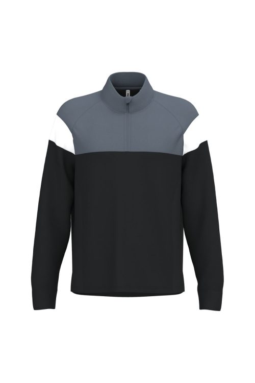 Unisex Trainings-Sweatshirt mit 1/4 Reißverschluss PA387 – Proact in Black / Sporty Grey