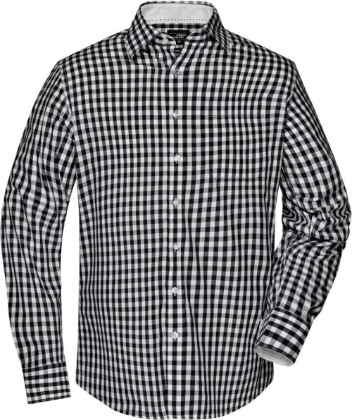 Popeline Karo Bluse langarm JN 616 – Daiber in Black/White