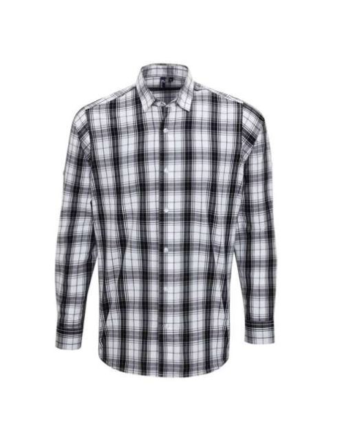 'ginmill' Check - Men's Long Sleeve Cotton Shirt – Premier in Black/White