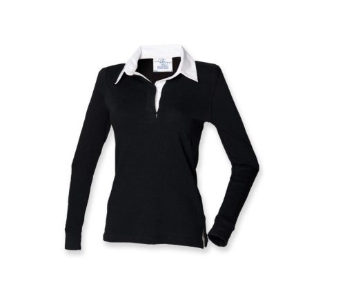 Ladies Classic Rugby Shirt FR101 – Front Row in Black / White