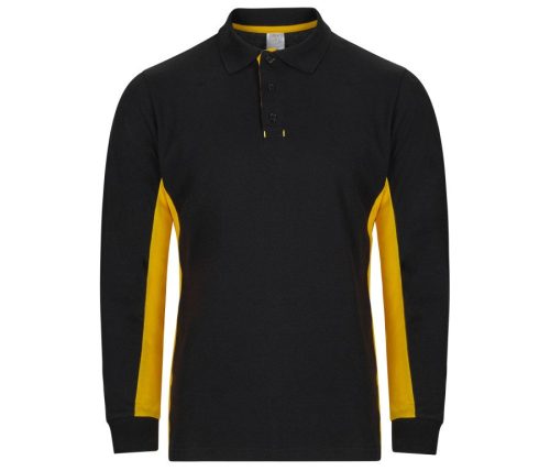 Two-Tone Long-Sleeve Polo Shirt 105514 – Velilla in Black / Yellow