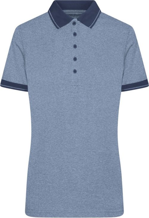 Damen Jersey Melange Polo JN 705 – Daiber in Blue Melange/Navy