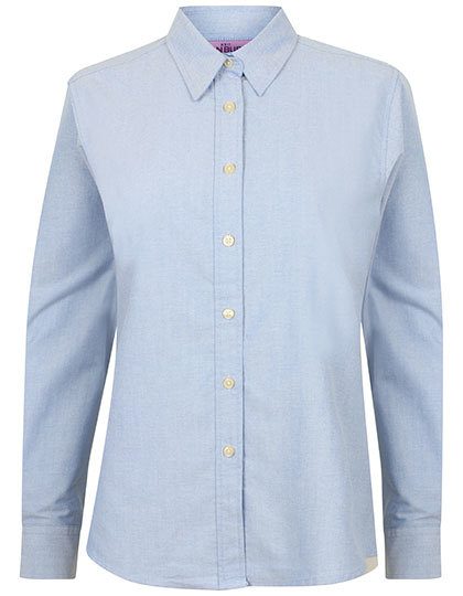 Ladies´ Classic Long Sleeved Oxford Shirt – Henbury in Blue Oxford
