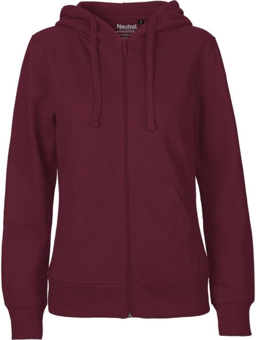 Damen Bio Kapuzen Sweatjacke O 83301 – Neutral in Bordeaux