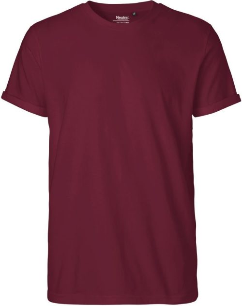 Herren Bio T-Shirt mit Umschlag O 60012 – Neutral in Bordeaux
