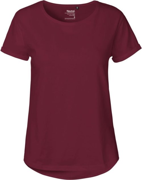 Damen Bio T-Shirt mit Umschlag O 80012 – Neutral in Bordeaux