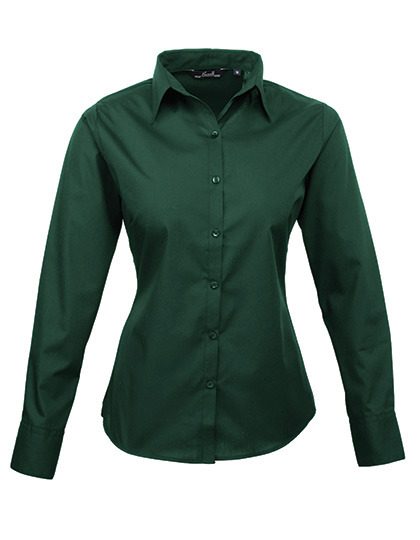 Women´s Poplin Long Sleeve Blouse – Premier Workwear in Bottle Green