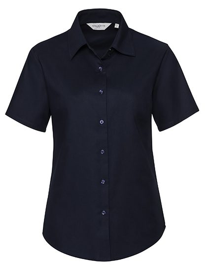 Ladies' Short Sleeve Tailored Oxford Shirt – Russell Athletic Collection in Bright Navy