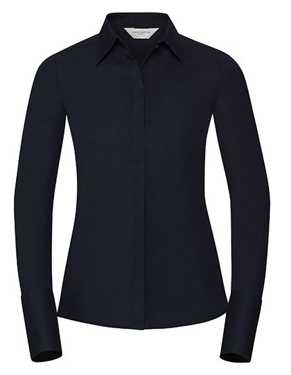 Ladies' Long Sleeve Fitted Ultimate Stretch Shirt – Russell Athletic Collection in Bright Navy