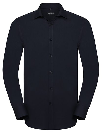 Men's Long Sleeve Fitted Ultimate Stretch Shirt – Russell Athletic Collection in Bright Navy
