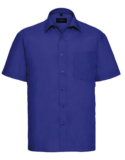 Men's Short Sleeve Classic Polycotton Poplin Shirt – Russell Athletic Collection in Bright Royal