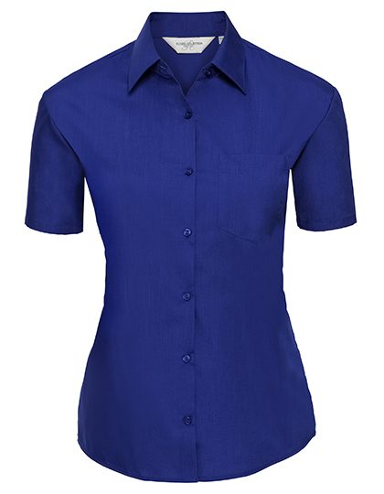 Ladies' Short Sleeve Classic Polycotton Poplin Shirt – Russell Athletic Collection in Bright Royal