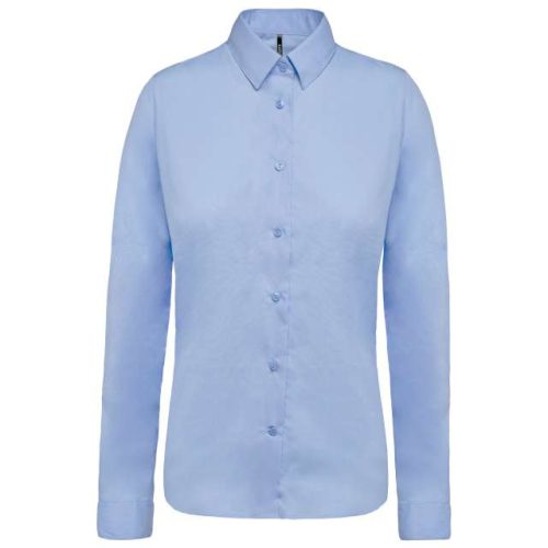 Ladies’ Long-Sleeved Cotton Poplin Shirt – Kariban in Bright Sky