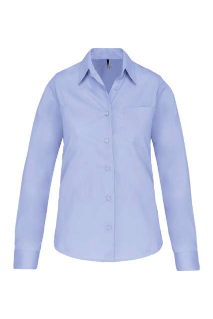 Ladies' Long-Sleeved Cotton Poplin Shirt – Kariban in Bright Sky