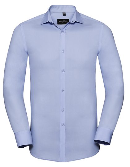 Men's Long Sleeve Fitted Ultimate Stretch Shirt – Russell Athletic Collection in Bright Sky