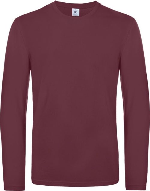 Schweres T-Shirt langarm #E190 LSL – B&C in Burgundy