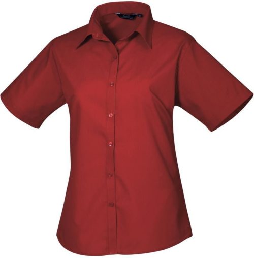 Women's Short Sleeve Poplin Blouse – Premier in Burgundy